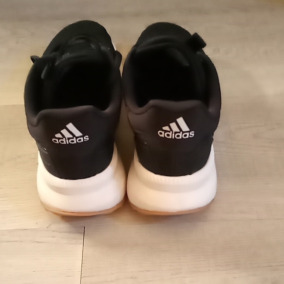 Adidas Ladies Black Athletic Shoes with White Stripes - Picture 3 of 4